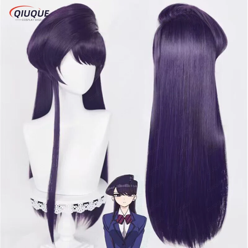 

Парик для косплея из аниме Komi Can't Communicate Komi Shouko Komi, длинный, фиолетовый, черный, термостойкий, искусственные волосы + шапочка для парика