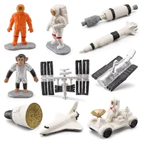 10pcsset plastic astronaut satellite rocket telescope space capsule model exploration static decoration toys for boys kids gift