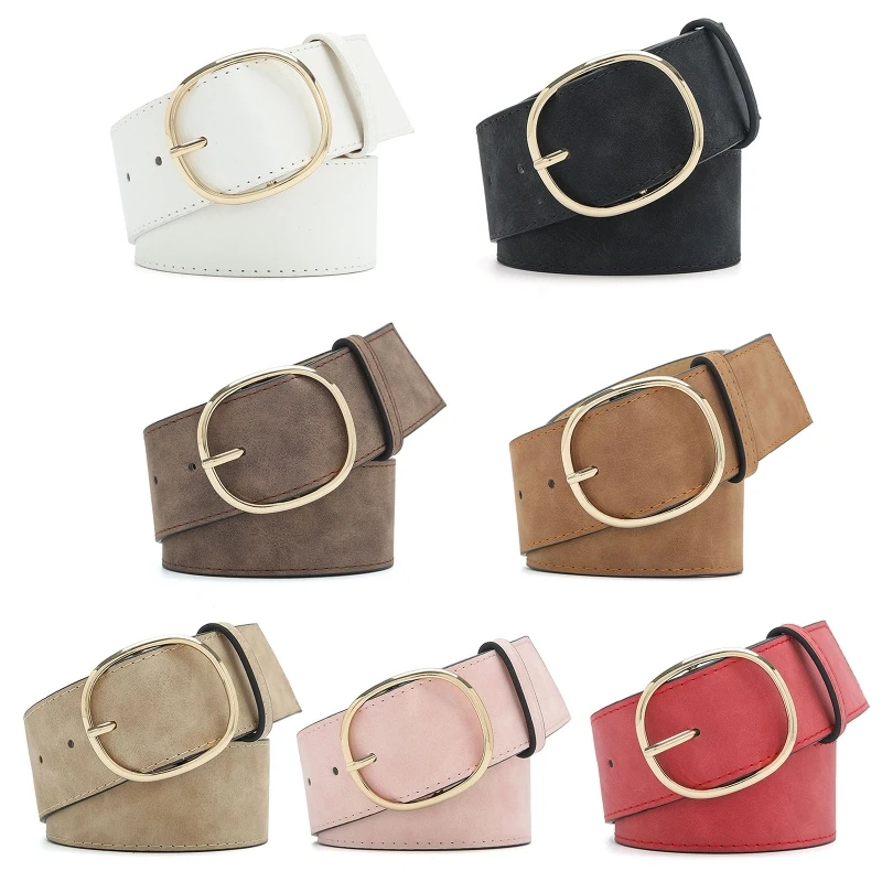 

40GC Punk Waist Belly Chain Belt for Women Alloy PU Leather Belt with Adjustable Hole Daily Wear Jeans Pants Body Supplies