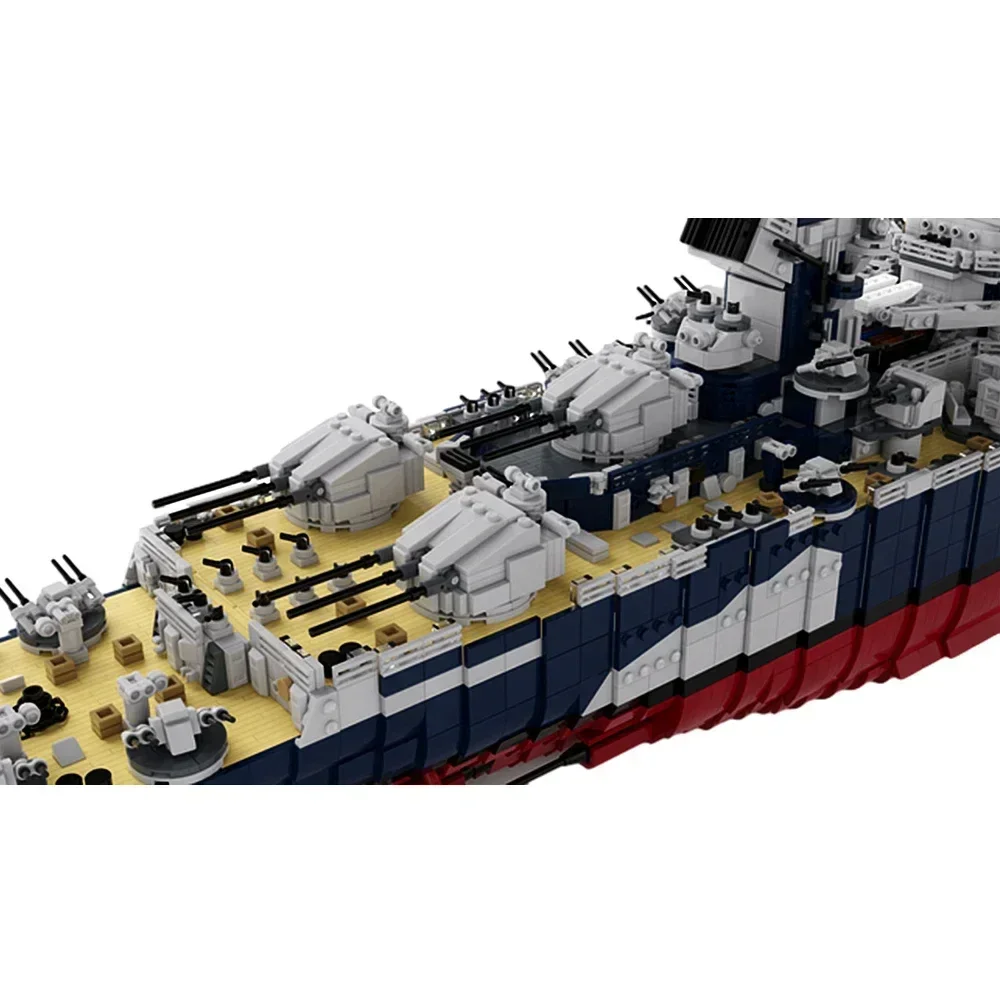 EKbricks MOC WW2 UCS Французский линкор Richelieu Bricks Модель Военный военный корабль