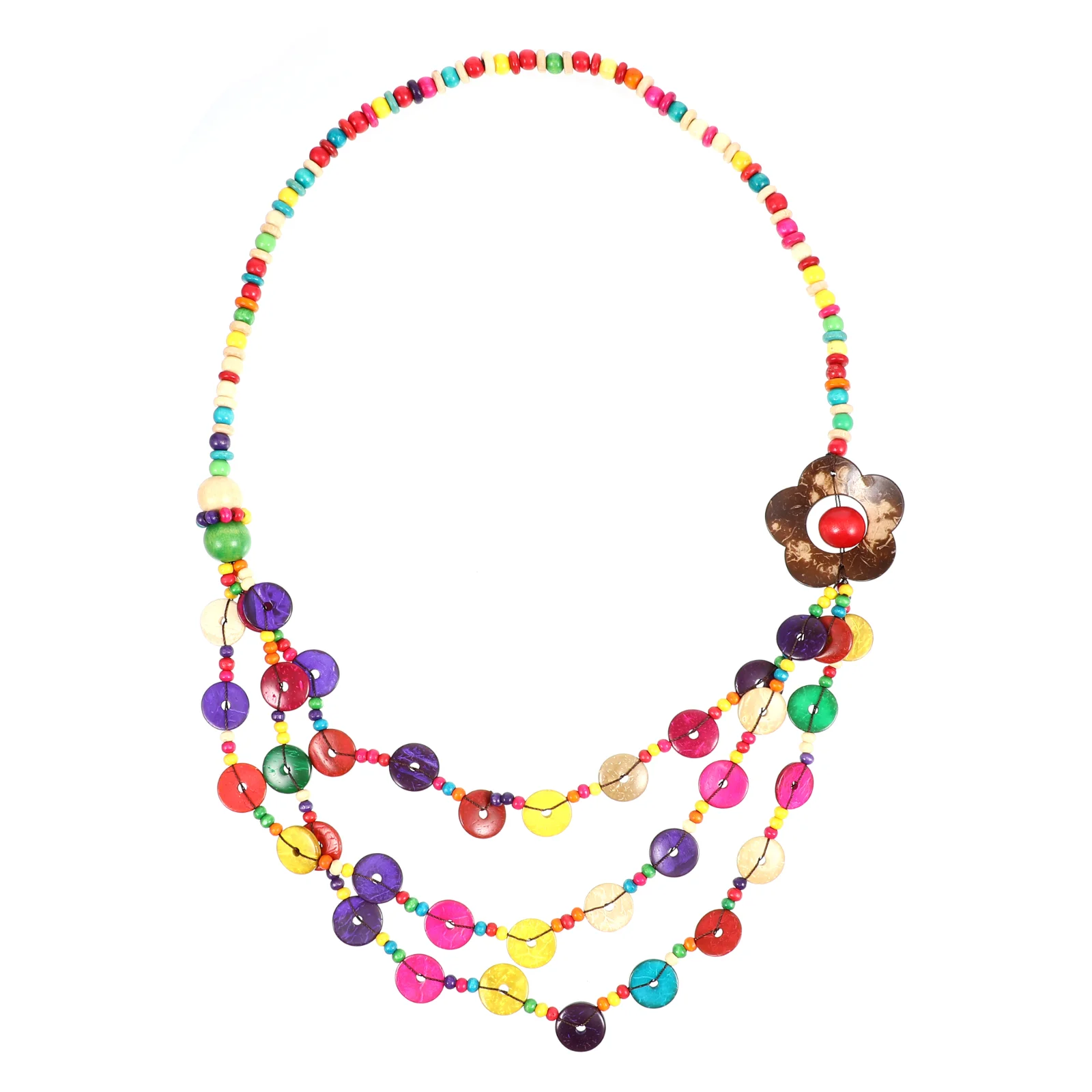 

Amosfun Bohemian Multi-layer Necklace Coconut Shell Wood Bead Necklace Handmade Jewelry for Women Girls