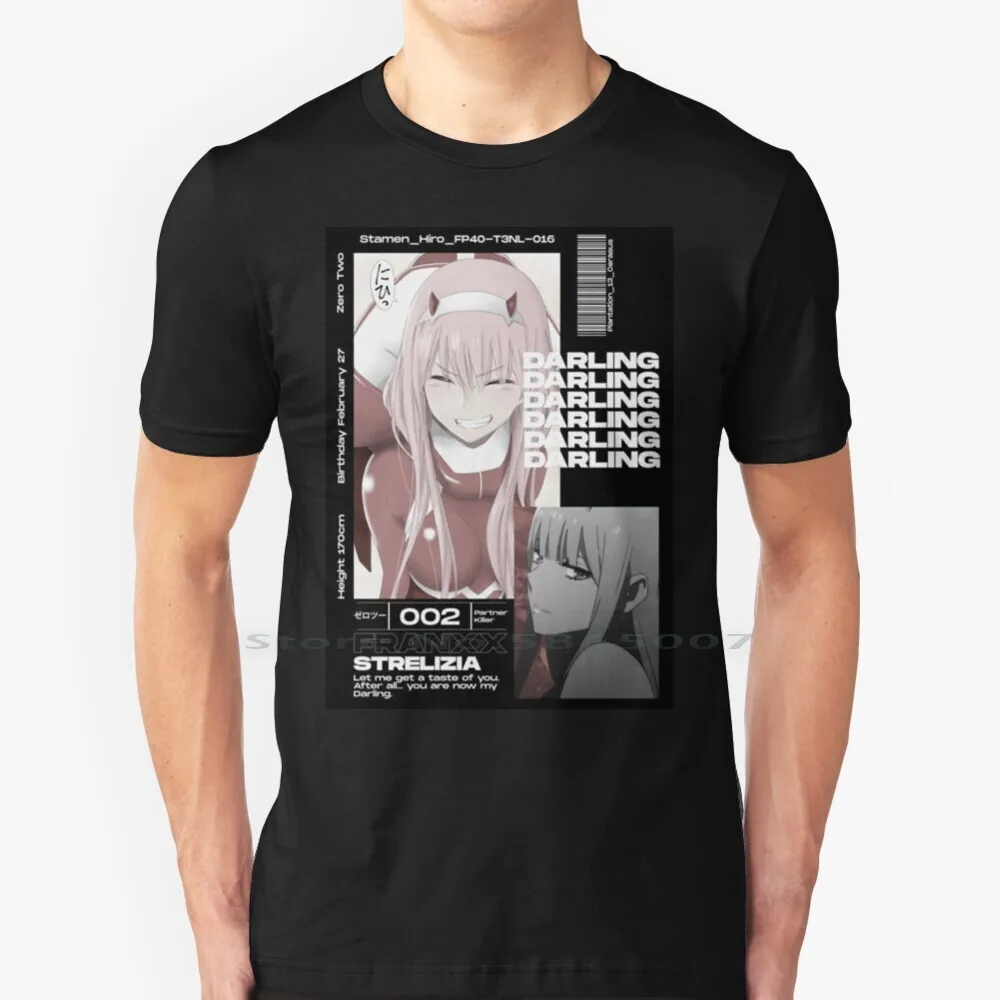 Футболка Zero Two 02 Darling In The Franxx из 100% хлопка Anime 002 Ichigo манга вайфу Хиро зеродва |