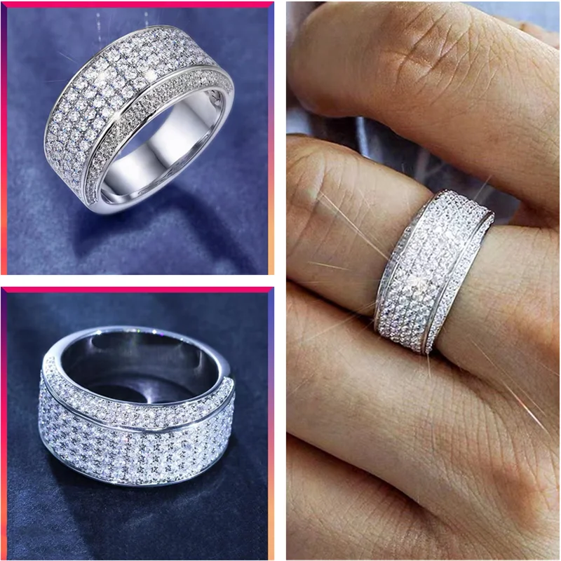 

European and American Style 2022 New Shiny Zircon Ring Luxury Fashion Wedding Engagement Ring Jewelry High Quality Jewelry