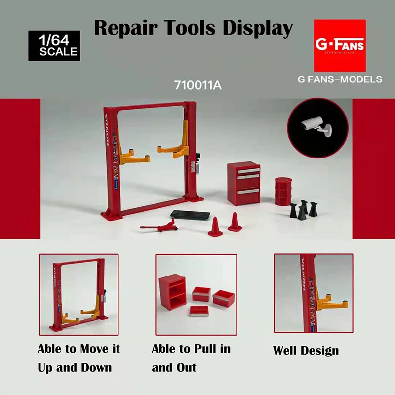 

Diorama 1/64 Maintenance Tools Set Garage Alloy Model Car Display 12PCS/SET-Red 11A