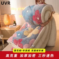uvr thickened and increased winter quilt thickened warm double sided plus velvet ten catties double quilt dormitory hotel
