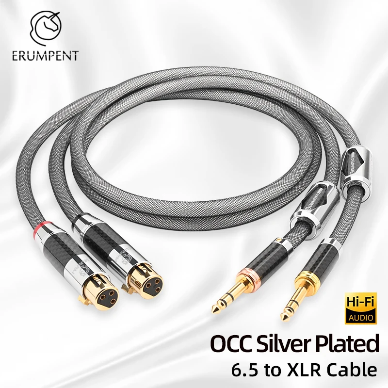Фото Одна пара аудиокабелей HiFi 6,35 мм на XLR «папа/мама» OCC посеребренный провод для усилителя стереомикрофона XLR на кабель 6,5 мм №2