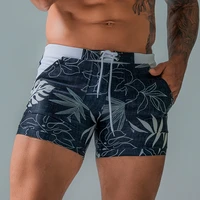 summer mens beach swimming trunks drawstring elastic waist swimsuit shorts man plus size quick drying swimwear shorts