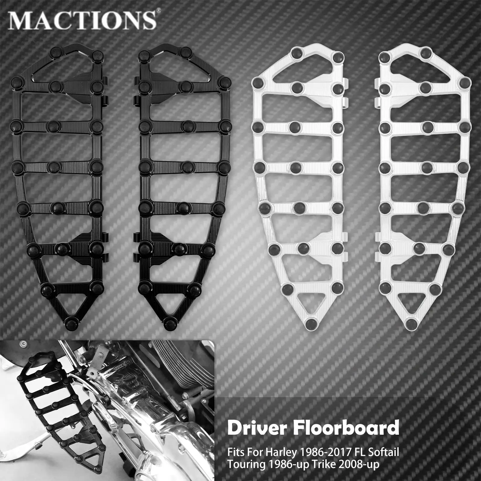 

Motorcycle 2PCS Front Footpegs Pedal Driver Rider Floorboard For Harley Softail FL 86-2017 Touring Street Road Glide FLHR Trike