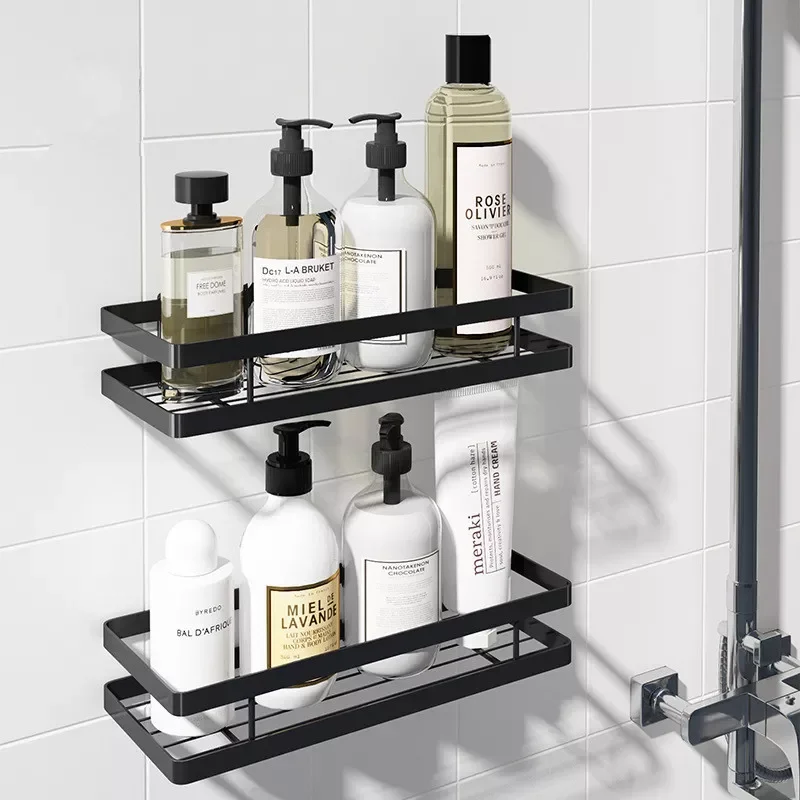 

2023 Tuqiu Bathroom Shelf Bathroom Storage Holder SUS 304 Bath Shower Shelf Black Bath Shampoo Holder Basket Holder Corner shelf