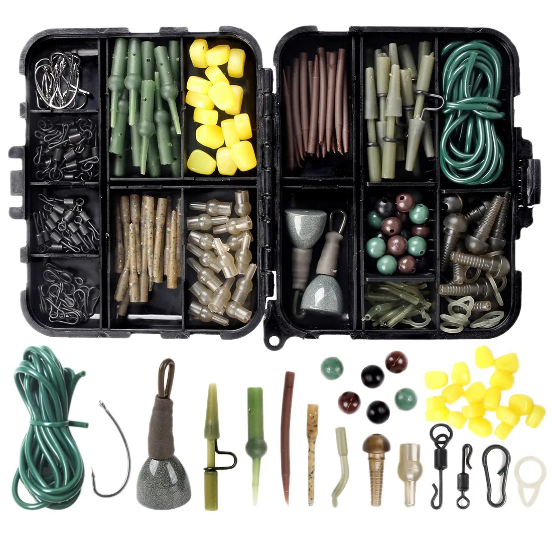 

Carp Fishing Tackle Kit,Carp Fishing Equipment 214Pcs Carp Fishing Bait Fishing Gear Carp Fishing Hooks Carp Fishing Box