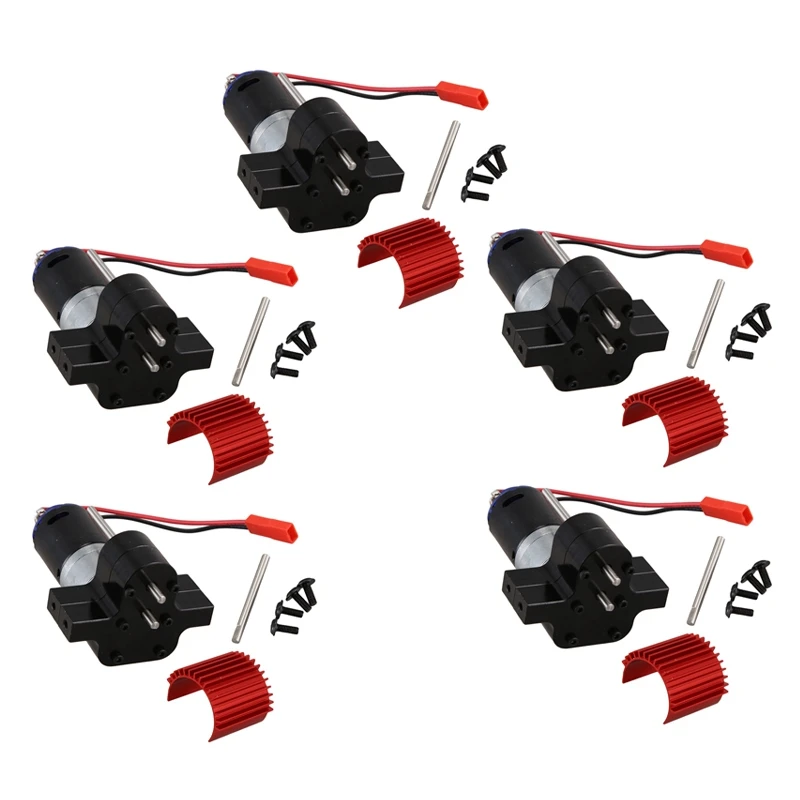 

5X 370 Brushed Motor+Alloy Heat Sink Gear Box Set with Steel Gears for WPL Henglong C14 C24 B14 B24 B16 B36 4X4 6X6