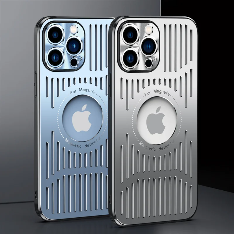 Роскошный металлический дышащий Магнитный чехол с теплоотдачей Для MagSafe для iPhone