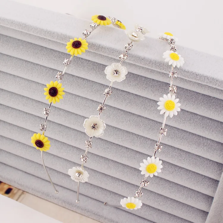 Ободок для волос Женский желтый с цветами из акрила украшение |