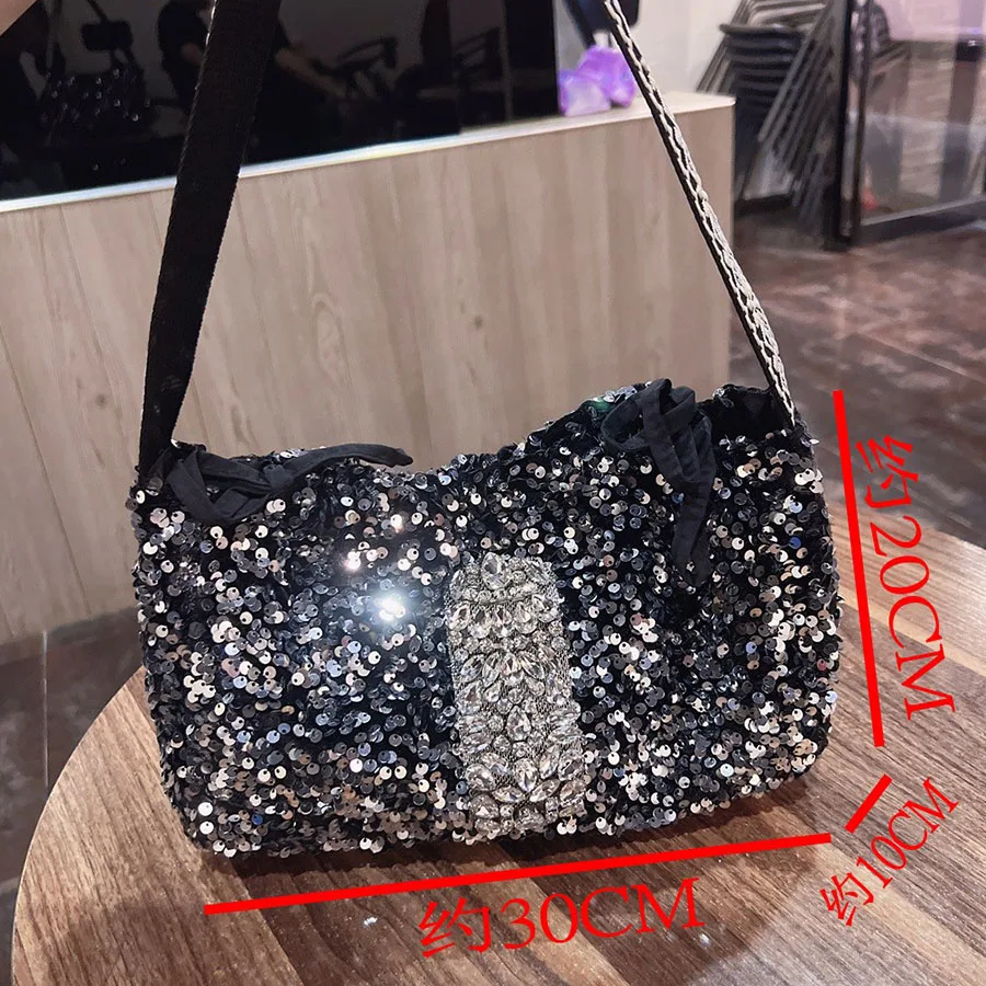 Роскошная сумка для пельменей с блестками и бриллиантами женская модная на одно
