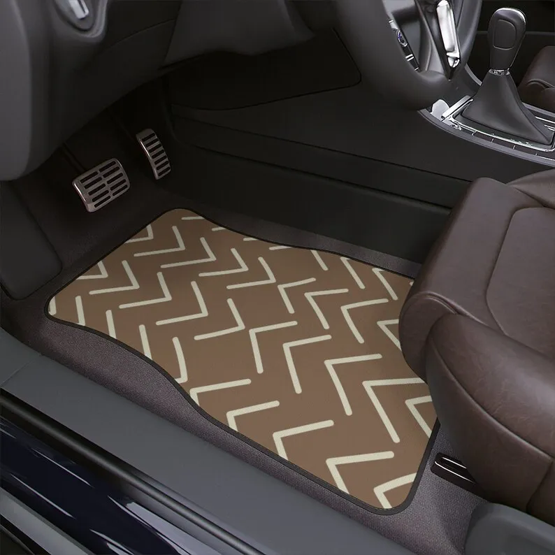 

Boho Mud Cloth, Car Accessories, Car Floor Mats, Brown, Beige, Mid Mod MCM