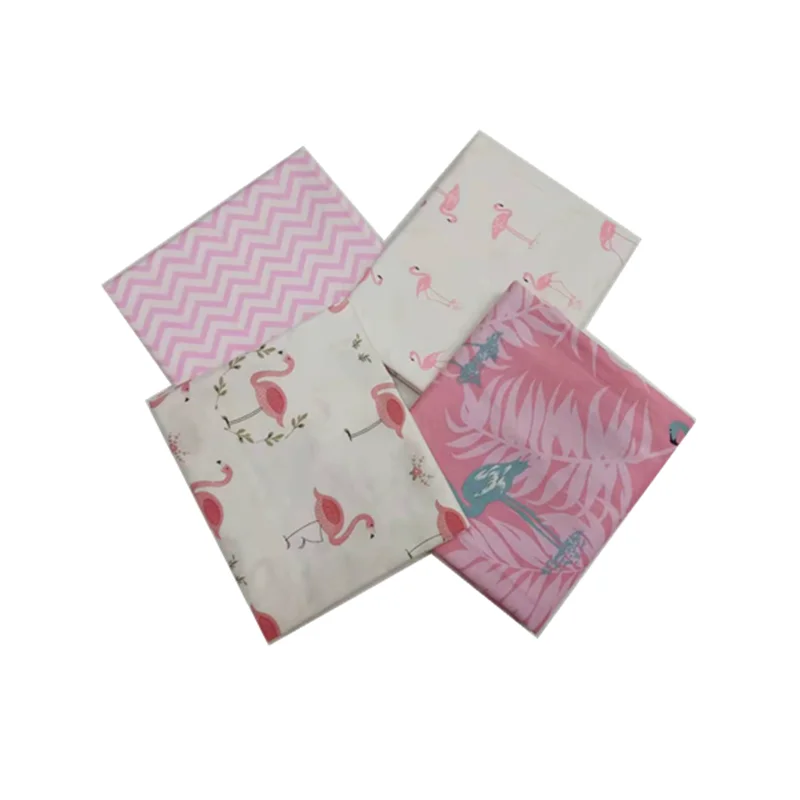 Хлопчатобумажная ткань с принтом фламинго саржевая до половины метра для