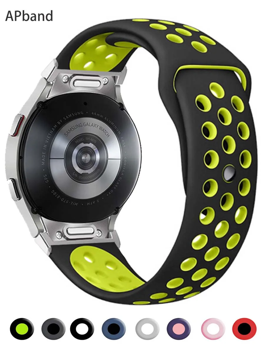 Фото Ремешок 20 мм для Samsung Galaxy watch 6/4/5 40 мм 44 мм/5 pro 45 мм, силиконовый браслет для galaxy watch 6 4 classic 47 мм 43 мм 42 мм 43 дюйма №1