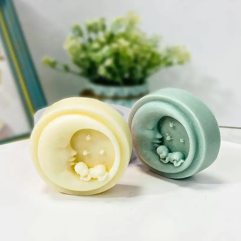 

Сделай Сам Спящая Луна детское лицо мамы искусство ароматерапия искусственное гипсовое мыло пресс Декор для дома подарки Новинка