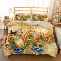 3D Dragon Duvet Cover Queen Exotic Animal Bedding Set Microfiber Asian Culture Theme Comforter Cover King For Adult Women Girls