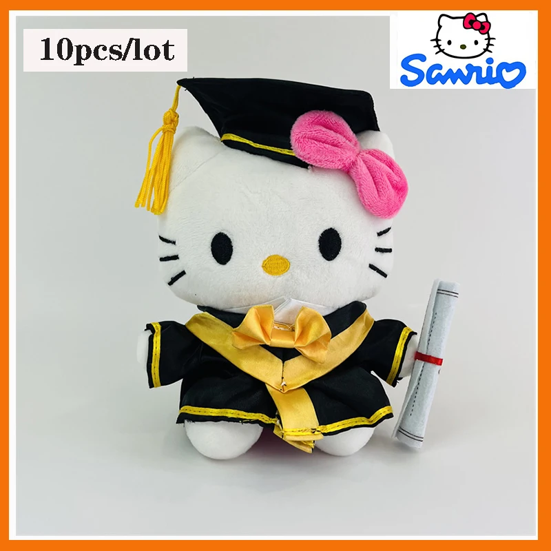 

Sanrio аниме Выпускной сезон, 10 шт., плюшевые игрушки Hello Kitty, Мультяшные мягкие наполненные куклы, украшения для комнаты, игрушки для детей, подарки