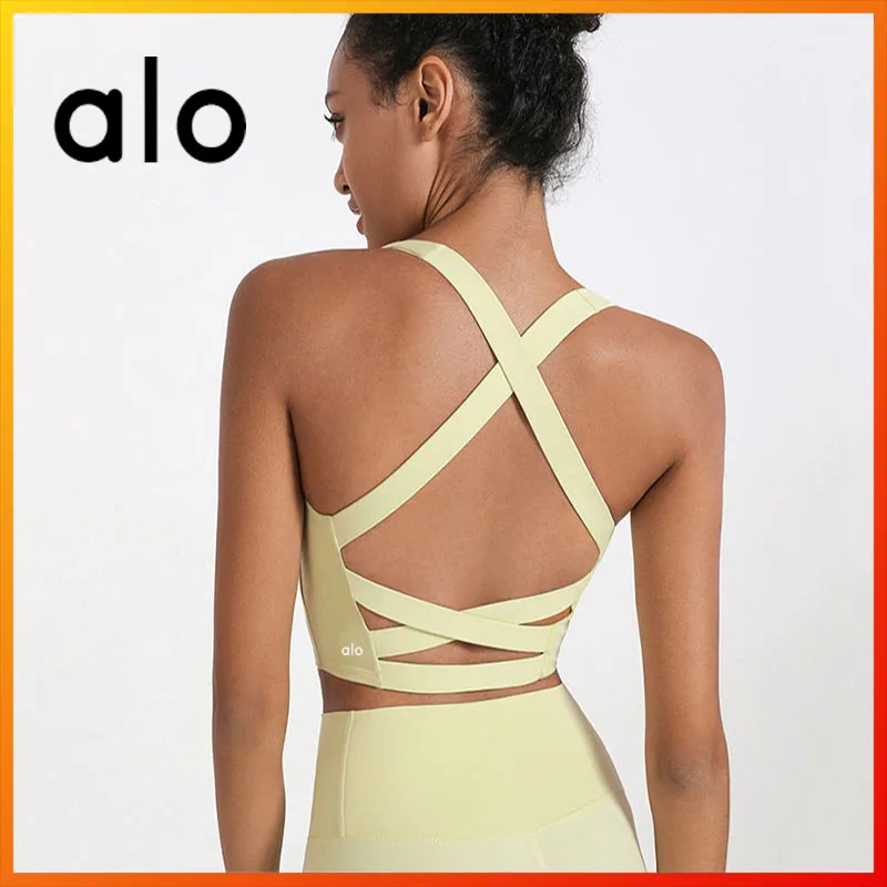 

ALO Yoga Summer Fashion Women's Yoga Underwear Five-color Double Cross Shockproof Sexy Sports Bra Fitness Running Shaping