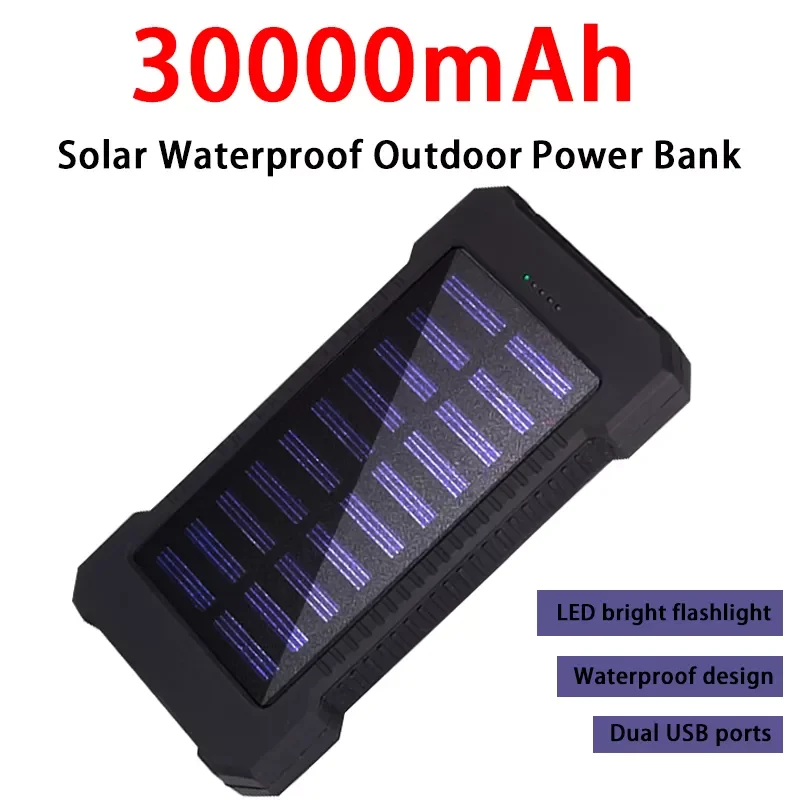 

30000mAh Solar Power Bank Dual USB Portable External Battery Pack Power Bank Solar Charger for Xiaomi,Huawei,Samsung,iPhone