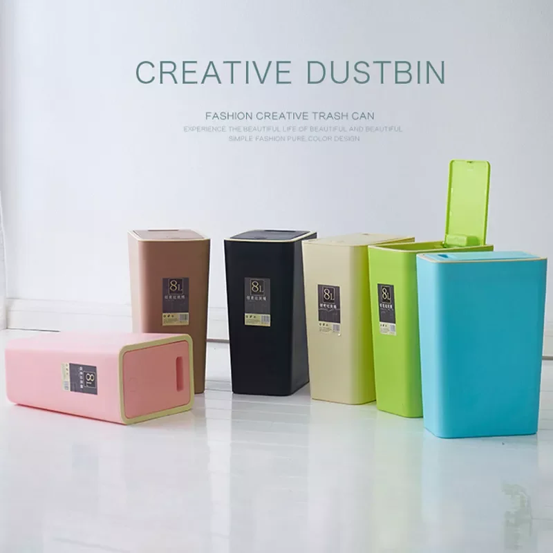 

NEW2023 Press Waste Bin with Lid Kitchen Big Storage Food Trash Can Home Recycling Bins Bathroom Trash Can Basket Food Grade Gar