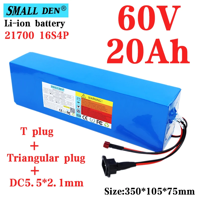 

New 60V 20Ah ebike battery 21700 16S4P 20000mAh Lithium Battery Pack For Electric bike Electric Scooter +Charger 67.2V 2A 3A 5A