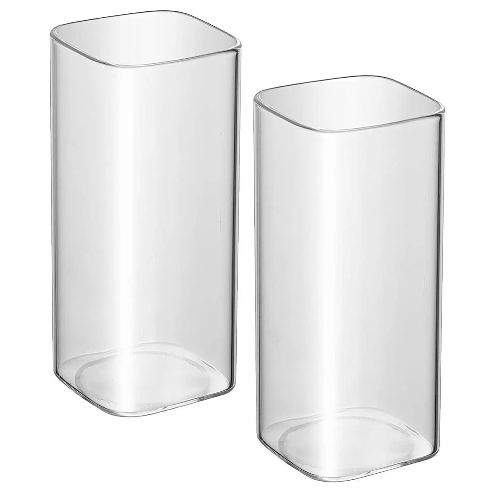 

2 Pcs Transparent Drinking Cup Whiskey Juice Holder Clear Cocktail Cups Water Beverage Glasses Square Coffee Mugs