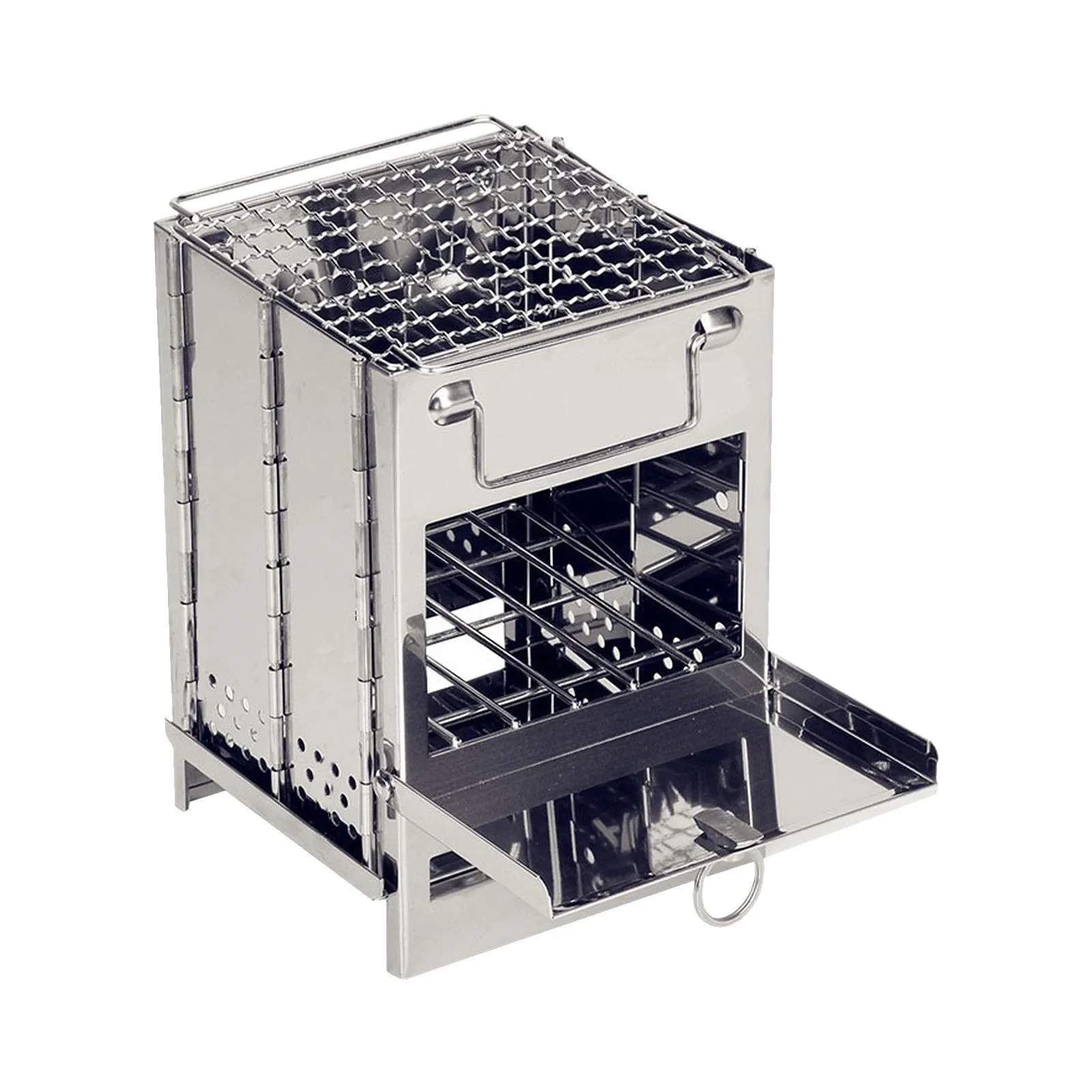 

Camping Folding Stove With BBQ Grill Storage Bag Wood Stove Foldable Barbecue Stove for