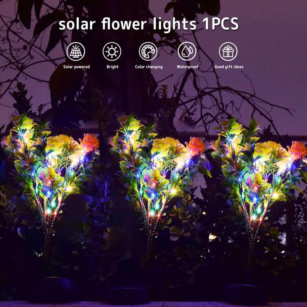 

New Solar Flower Light Outdoor Carnation Flower Light Solar Garden Lights IP65 Waterproof Solar Powered LED Landscape Lights