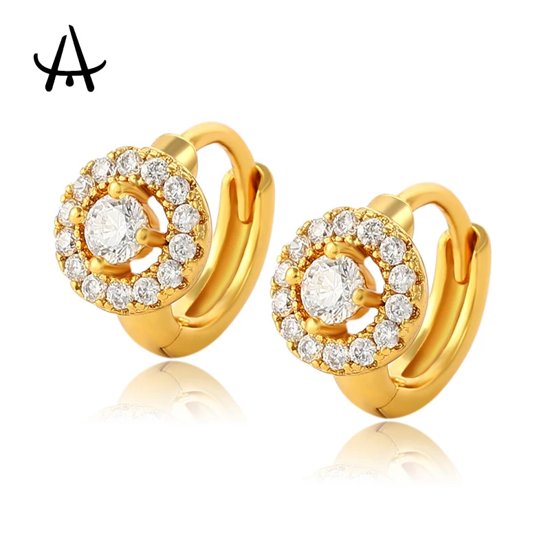 

Agsnilove 24k Gold Plated Hoop Earrings Inlaid Cubic Zirconia Women's Earrings Environmental Jewelry Everyday Wearing
