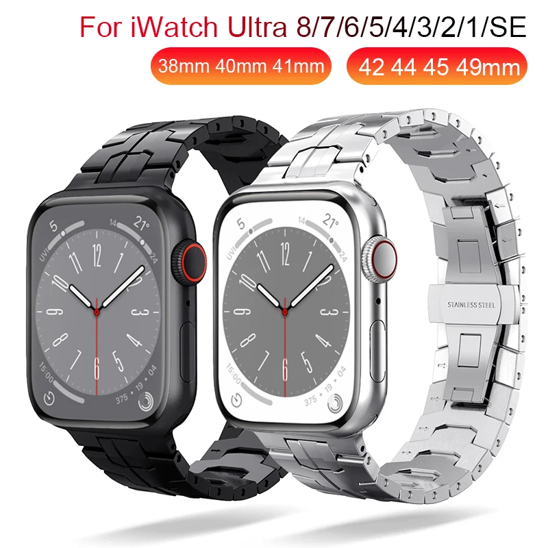 

Metal Strap for Apple Watch Ultra 49mm 8 7 45mm 41mm Stainless Steel Watch Wristband for Iwatch 6 5 4 321 SE 44mm 42mm 40mm 38mm