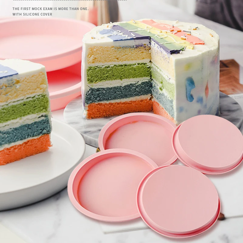 

4 pcs/set Silicone Layered Cake Mold Round Shape Silicone Bread Pan Toast Bread Mold Cake Tray Mould Non-stick Baking Tools