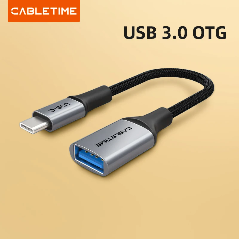 Переходник Cabletime OTG Tpye C USB 3,0 (гнездо), кабель для быстрой зарядки 5 Гбит/с, быстрая передача данных для Xiaomi Mix 3, Huawei C380
