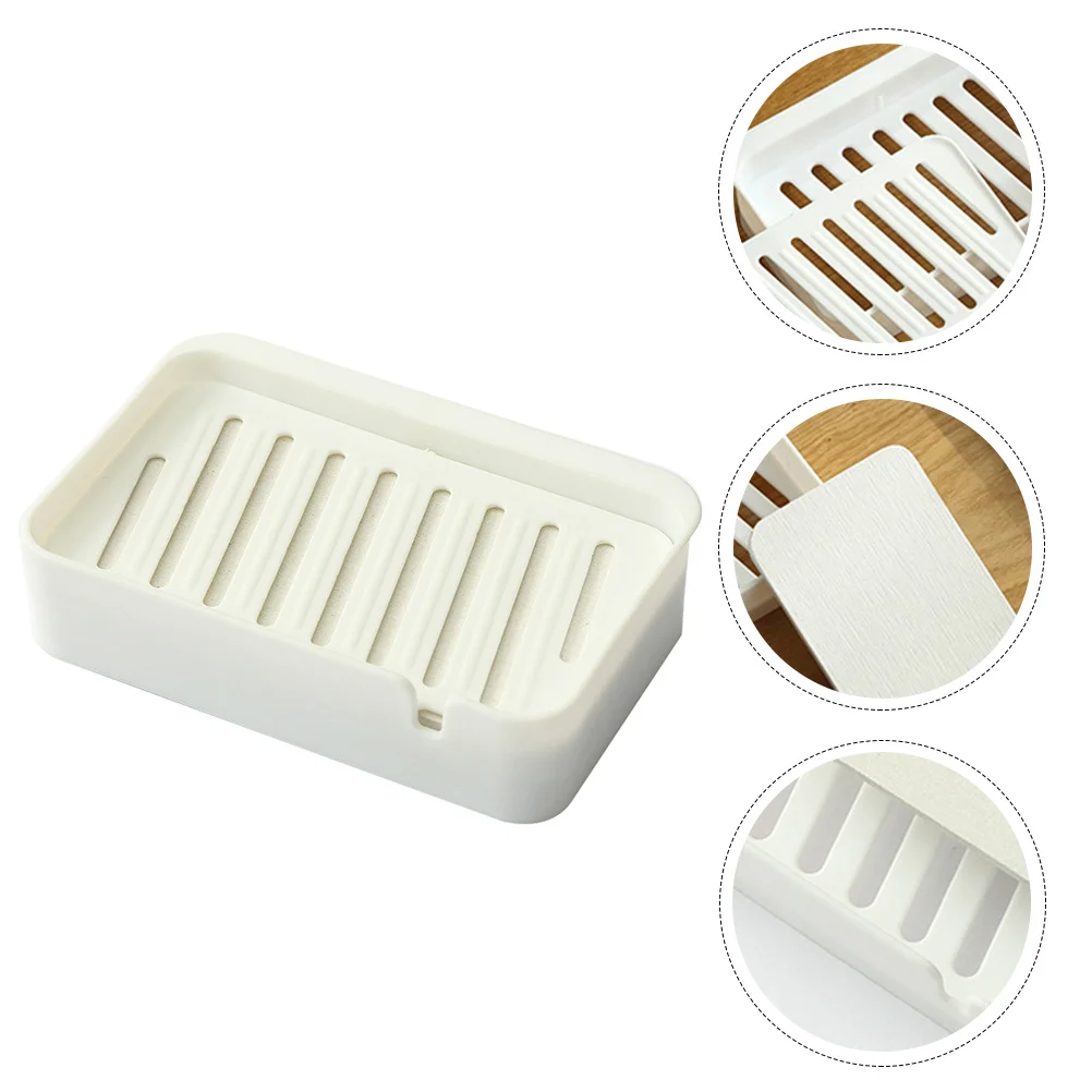 

Soap Dish Holder Bathroom Container Rack Shower Box Absorbent Drainage Sponge Shelf Drainer Case Storage Countertop Diatomite
