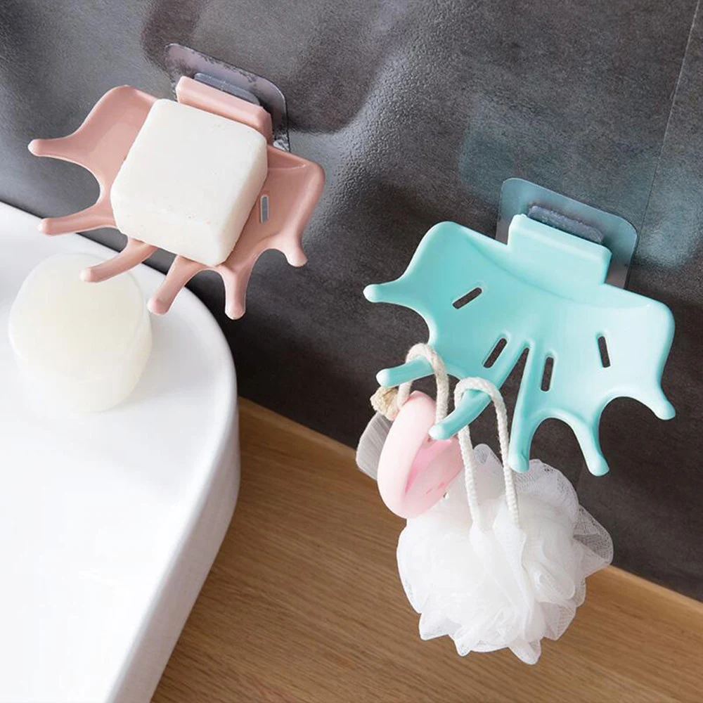 

Perforation-free Self-adhesive Soap Dish Convenient Soap Dish With Drainage Wall-mounted Solid Rack Bathroom Storage Accessories