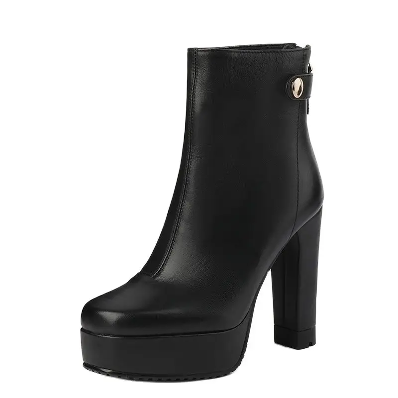 

2022 модные детские замшевые ботильоны из натуральной кожи на молнии сзади с пуговицами, женские ботильоны на толстой платформе и высоком каб...