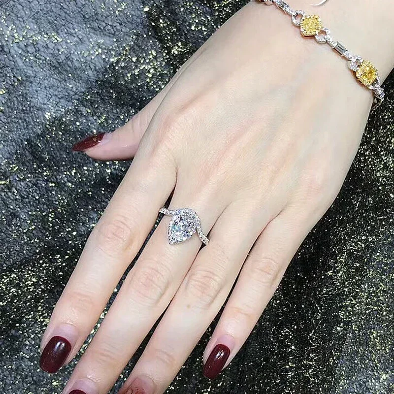 Новые великолепные свадебные аксессуары кольца на палец с большим каплевидным