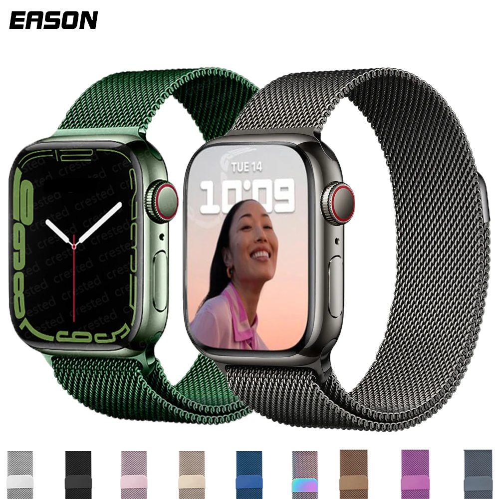 

Strap For Apple watch band 44mm 40mm 38mm 42mm metal Magnetic Loop correa Accessories bracelet iWatch serie 4 3 SE 6 7 45mm 41mm