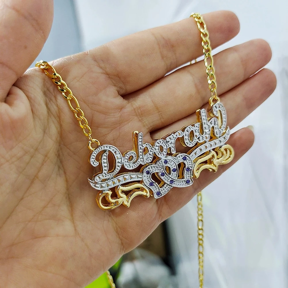 Индивидуальное ожерелье Dascusto с именной табличкой 3D 18 позолоченный двойной