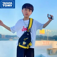 takara tomy cartoon pikachu print childrens messenger bag boy travel outdoor chest bag cute baby backpack