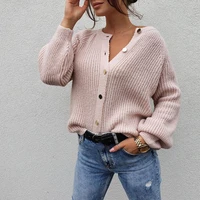 knitted sweater round neck tops 2022 autumn winter commuter loose solid color sweater womens cardigan coat