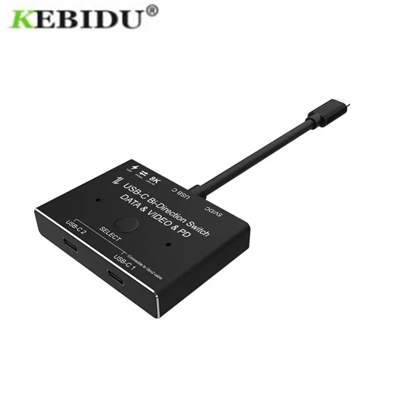 

KVM-переключатель двухсторонний 1x 2/2x1 USB 3,1 сплиттер для передачи данных и видео 8K @ 30 Гц PD 100 Вт для ПК