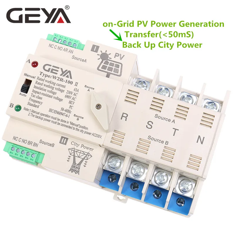 Сетевая PV система GEYA W2R передача энергии в город двойной силовой автоматический