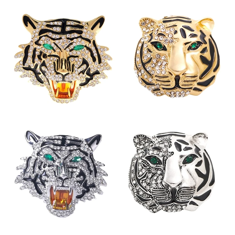 

for rhinestone Tiger for Head Brooch Pin Sparkly Animal Brooch Shawl Pins Retro Clothing for Creative Corsages Fashion J