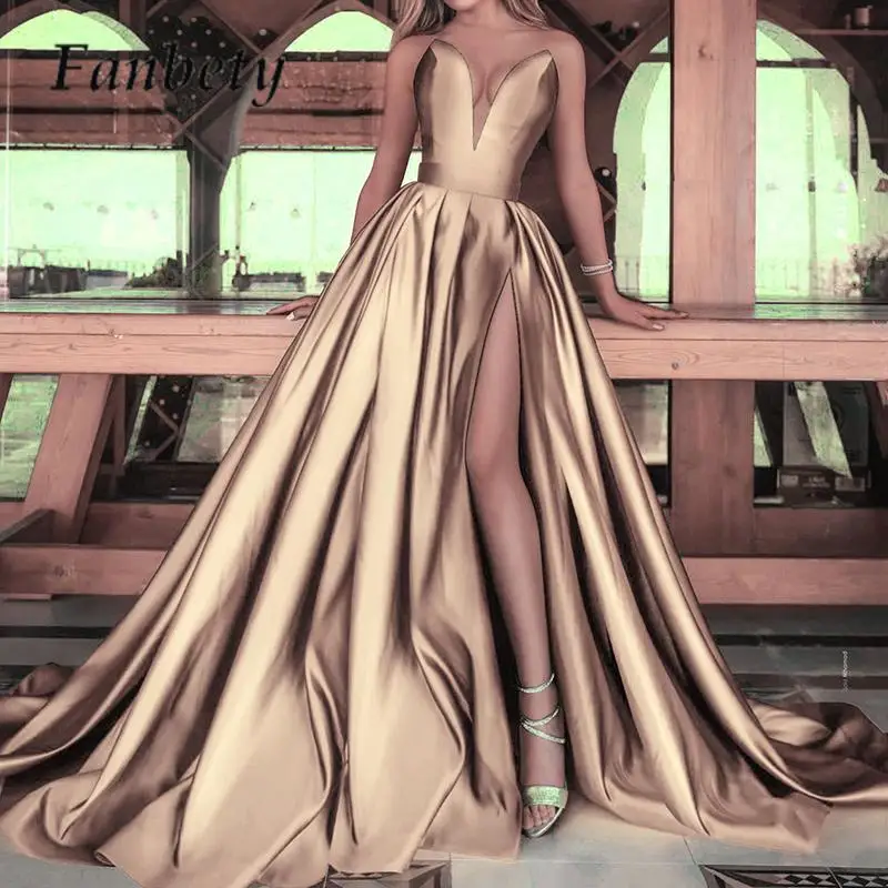 

2023 сексуальное длинное платье с глубоким V-образным вырезом и разрезом, модное свадебное платье без рукавов с запахом на груди, женское однотонное платье с высокой талией