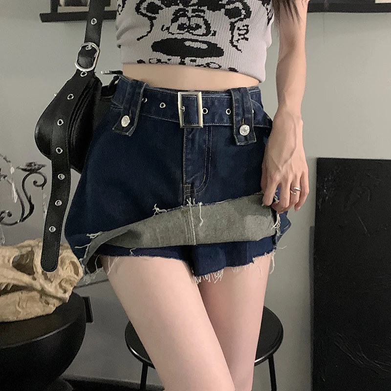 

S-XL Summer a line High Waist Denim Shorts skirts 2022 Autumn Female Mini Shorts Jeans for Womens (78878)
