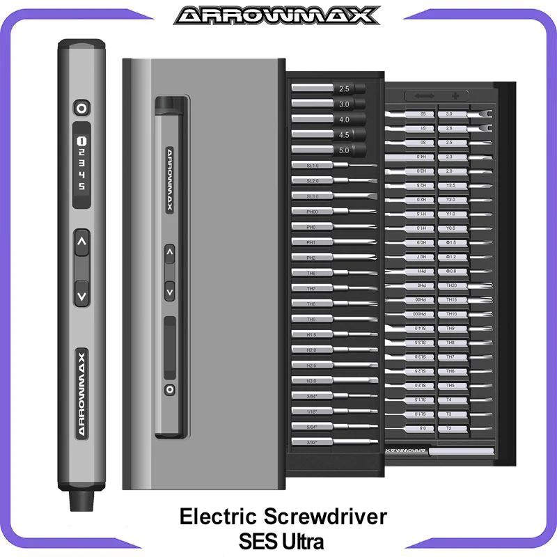 Профессиональный набор прецизионных электрических отверток ARROWMAX (SES Ultra), аккумуляторные отвертки с регулируемым крутящим моментом, Новинка