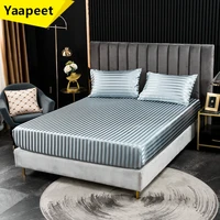 luxury queen king size bedding set satin silk fitted sheet bed mattress protector cover twin queen bedclothes no pillowcase